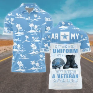 Hawaii Pattern Summer Beach Shirt Veteran U.S. Army All Over Prints Oversized Hawaiian Shirt