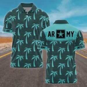 Hawaii Palm Tree Pattern Summer Beach Shirt Veteran U.S. Army All Over Prints Oversized Hawaii Palm Treean Shirt