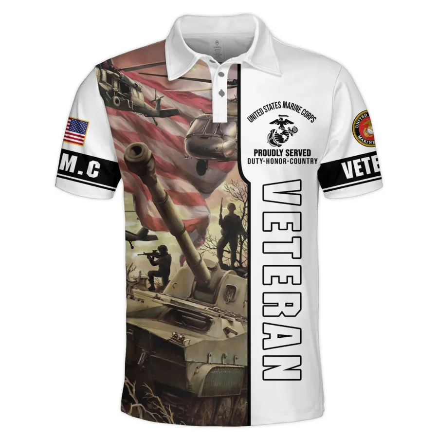 Proudly Served I Am A Dad A Grandpa And A Veteran U.S. Marine Corps All Over Prints Polo Shirt