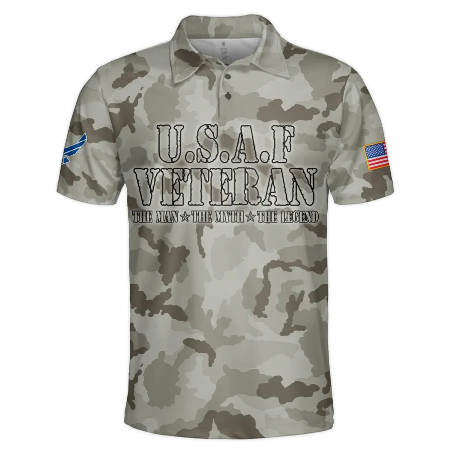 Veteran The Man The Myth The Legend U.S. Air Force All Over Prints Polo Shirt