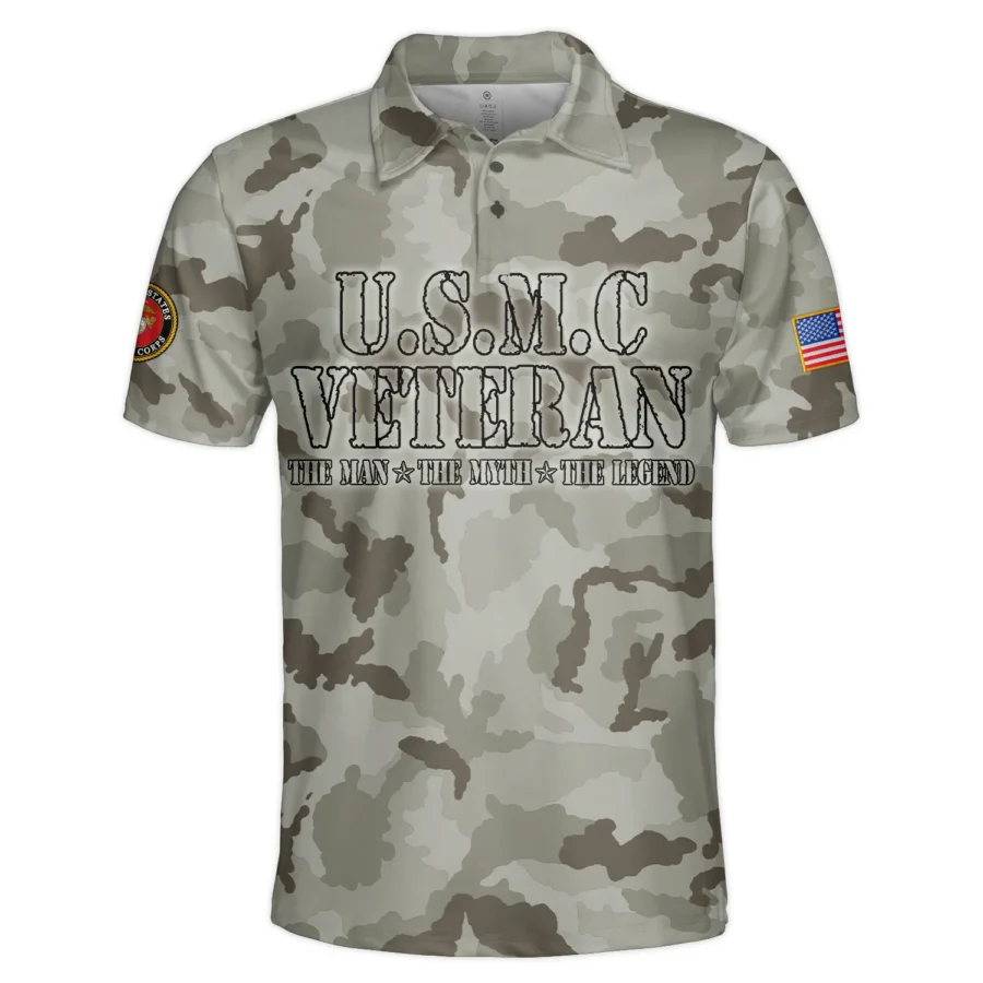 Veteran The Man The Myth The Legend U.S. Marine Corps All Over Prints Polo Shirt