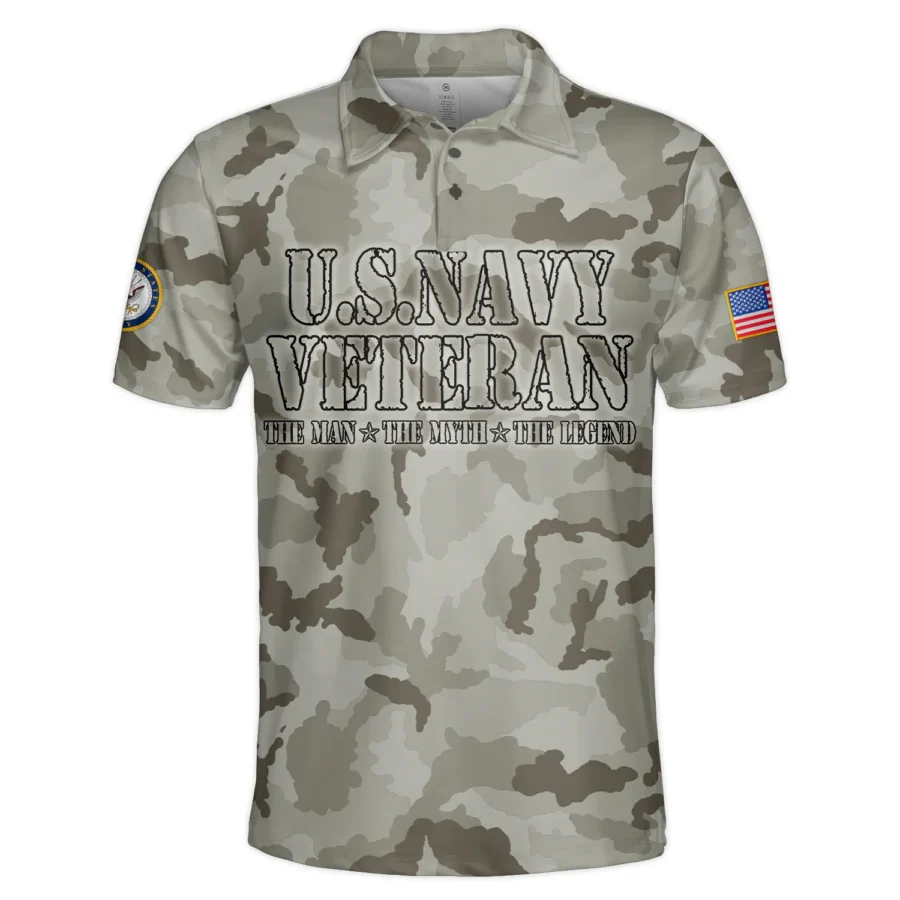 Veteran The Man The Myth The Legend U.S. Navy All Over Prints Polo Shirt