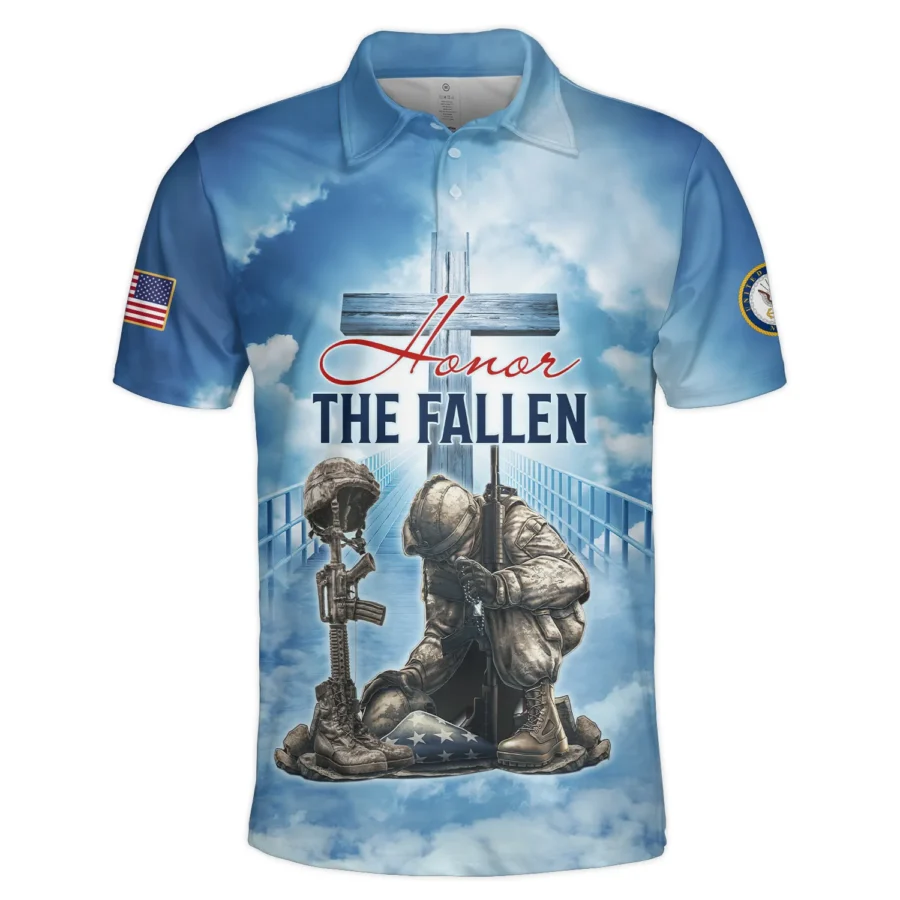 Honor The Fallen Veteran A Big Piece Of My Heart Lives In Heaven U.S. Navy All Over Prints Polo Shirt