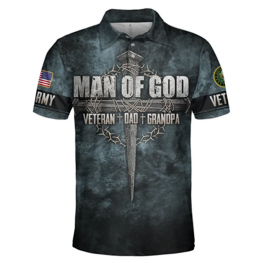 Veteran Dad Grandpa Man Of God Honor The Fallen U.S. Army All Over Prints Polo Shirt