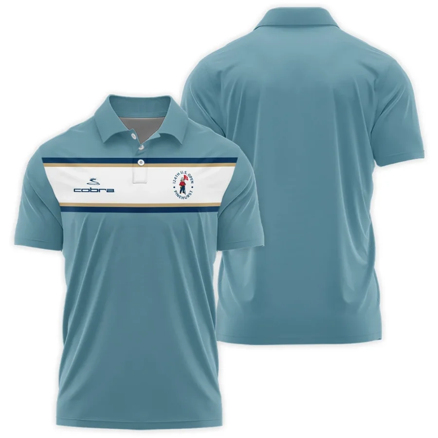 124th U.S. Open Pinehurst Golf Sport Mostly Desaturated Dark Blue Yellow Cobra Golf Polo Shirt Style Classic