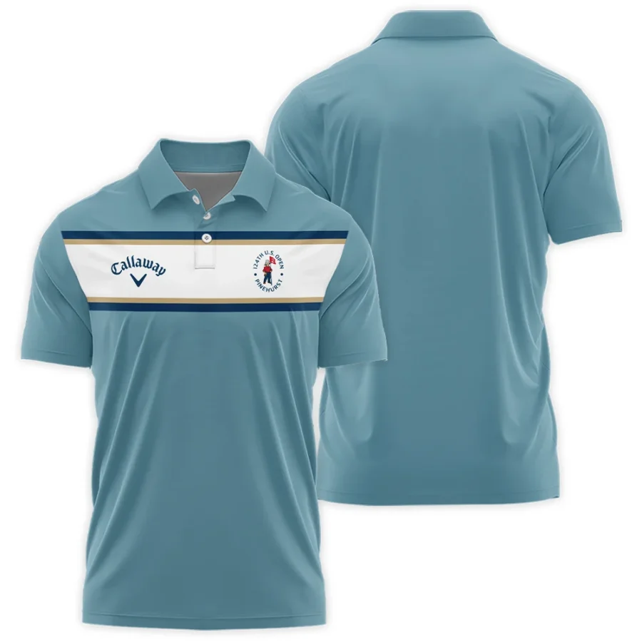 124th U.S. Open Pinehurst Golf Sport Mostly Desaturated Dark Blue Yellow Callaway Polo Shirt Style Classic