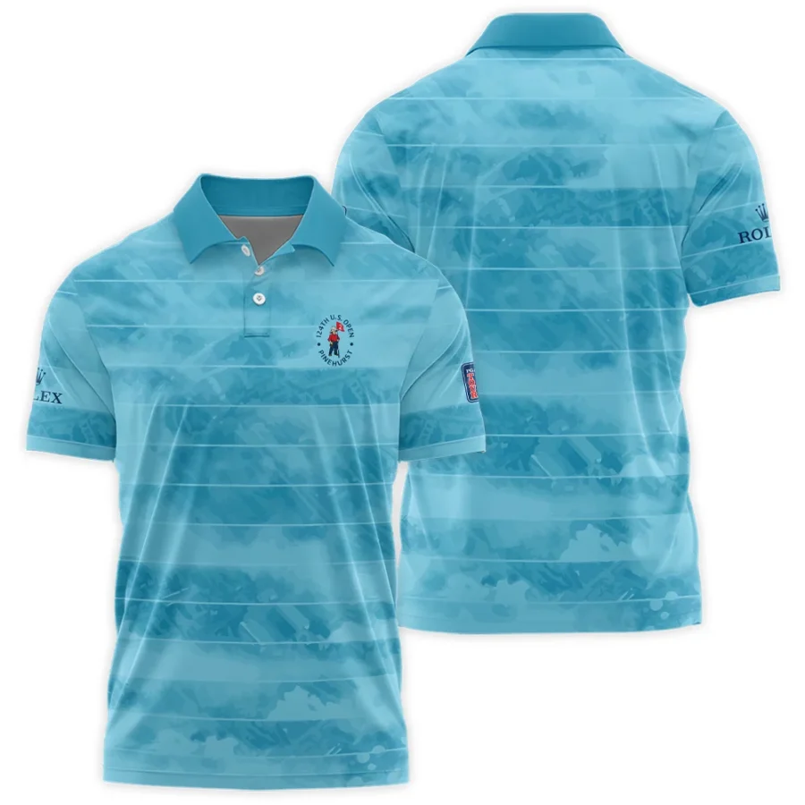 Rolex 124th U.S. Open Pinehurst Blue Abstract Background Line Polo Shirt Style Classic