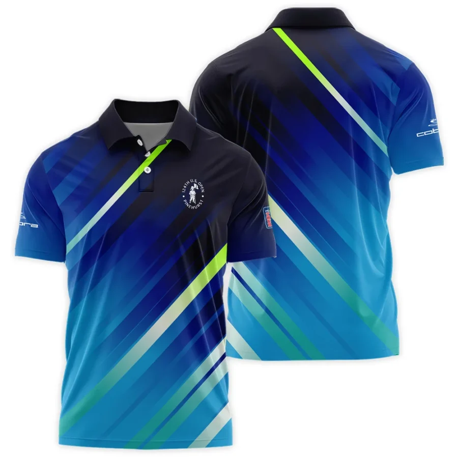 Cobra Golf 124th U.S. Open Pinehurst Green Dark Blue Gradient Abstract Yellow Polo Shirt Style Classic