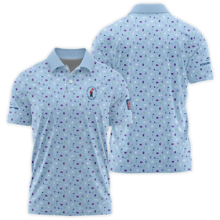 124th U.S. Open Pinehurst Cobra Golf  Golf Icons Pattern Light Blue Polo Shirt Style Classic