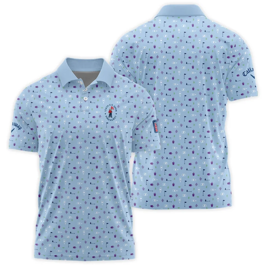 124th U.S. Open Pinehurst Callaway Golf Icons Pattern Light Blue Polo Shirt Style Classic