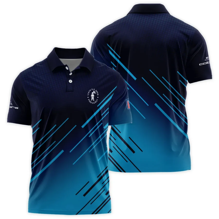 124th U.S. Open Pinehurst Cobra Golf  Dark Blue Line Pattern Polo Shirt Style Classic