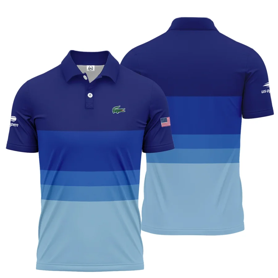 US Open Tennis Blue Gradient Background Lacoste Polo Shirt Style Classic