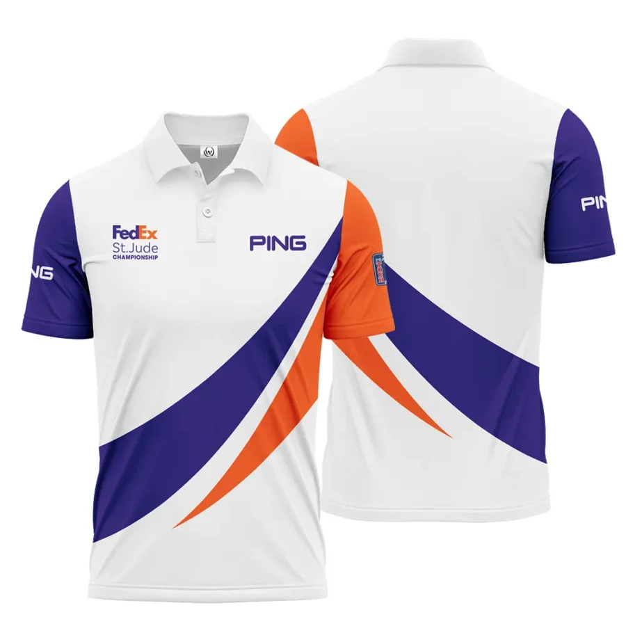 Golf Sport Orange Mix Blue FedEx St. Jude Championship Pinehurst Ping Polo Shirt Style Classic