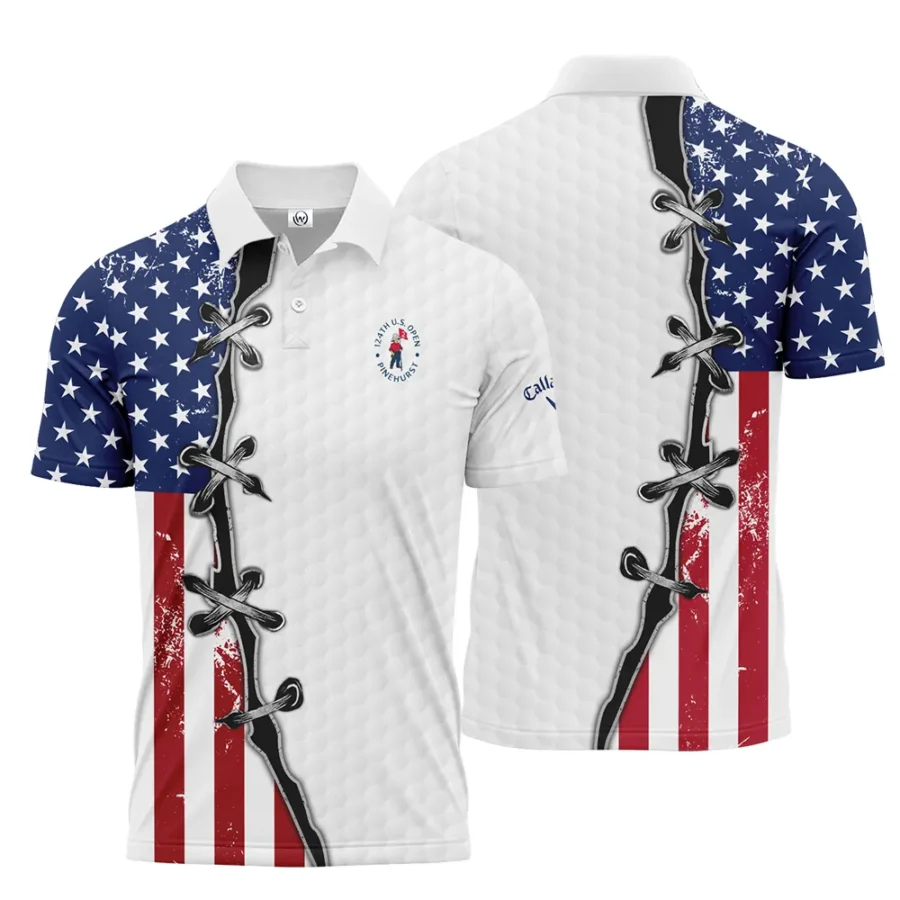 Golf Flag American Pattern Ball 124th U.S. Open Pinehurst Pinehurst Callaway Polo Shirt Style Classic