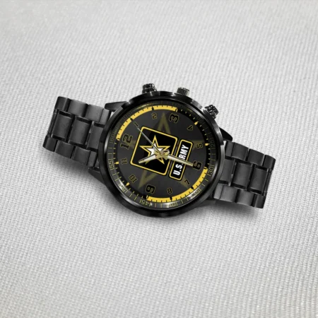 U.S. Army Logo Black Stainless Steel Watch Gift For Soldiers