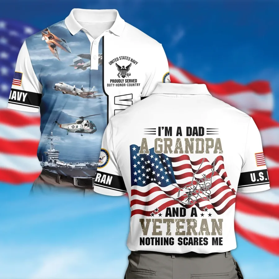 Proudly Served I Am A Dad A Grandpa And A Veteran U.S. Navy All Over Prints Polo Shirt