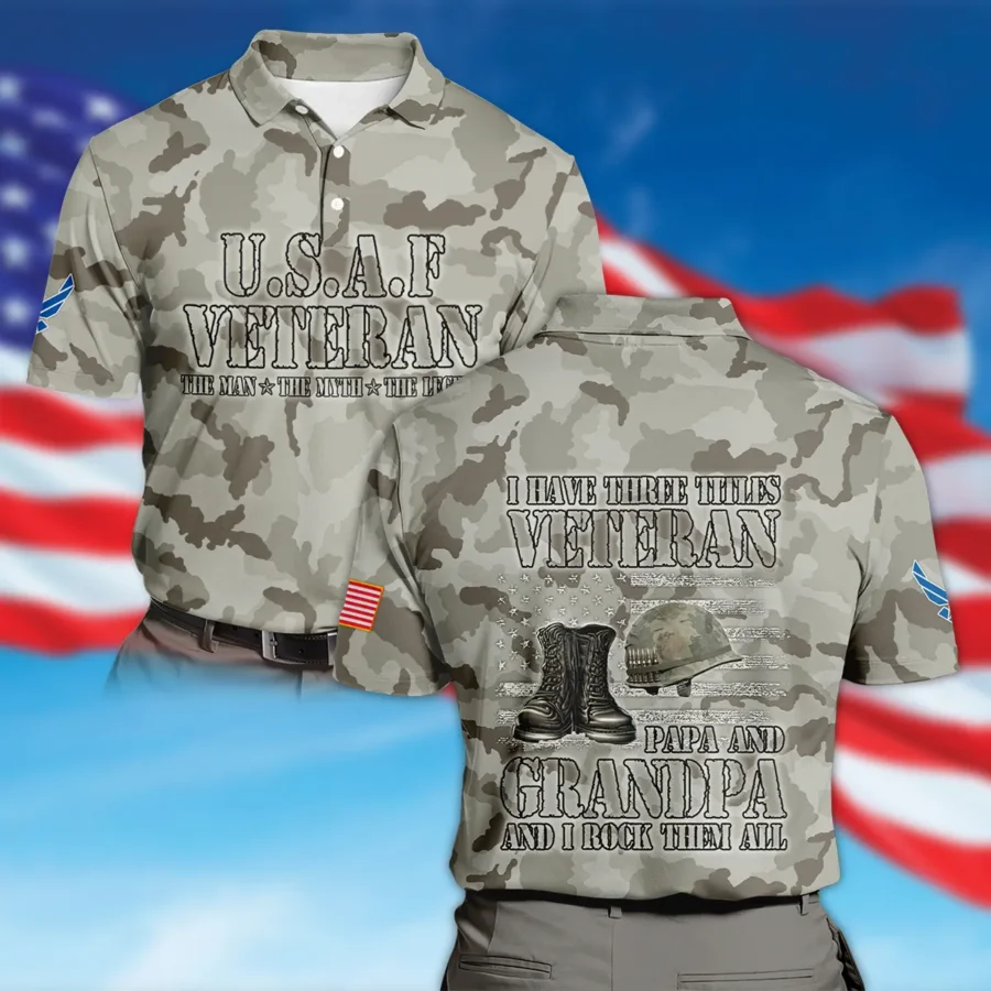 Veteran The Man The Myth The Legend U.S. Air Force All Over Prints Polo Shirt