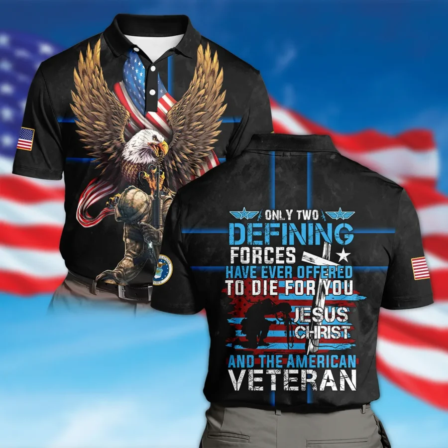 Veteran Only Two Defining Forces Have Ever Offered To Die For You U.S. Air Force All Over Prints Polo Shirt