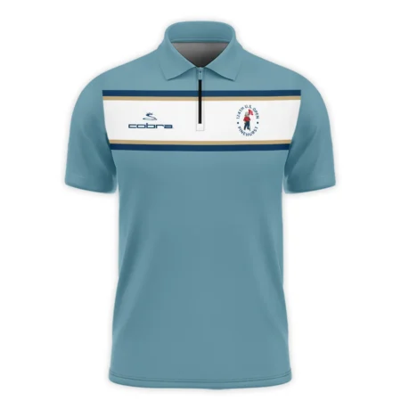 124th U.S. Open Pinehurst Golf Sport Mostly Desaturated Dark Blue Yellow Cobra Golf Zipper Polo Shirt Style Classic