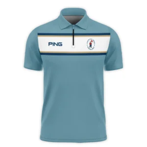 124th U.S. Open Pinehurst Golf Sport Mostly Desaturated Dark Blue Yellow Ping Vneck Polo Shirt Style Classic