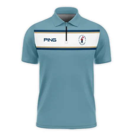 124th U.S. Open Pinehurst Golf Sport Mostly Desaturated Dark Blue Yellow Ping Zipper Polo Shirt Style Classic