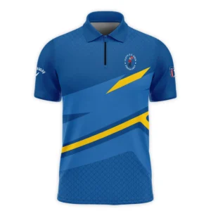 Callaway 124th U.S. Open Pinehurst Blue Yellow Mix Pattern Vneck Polo Shirt Style Classic