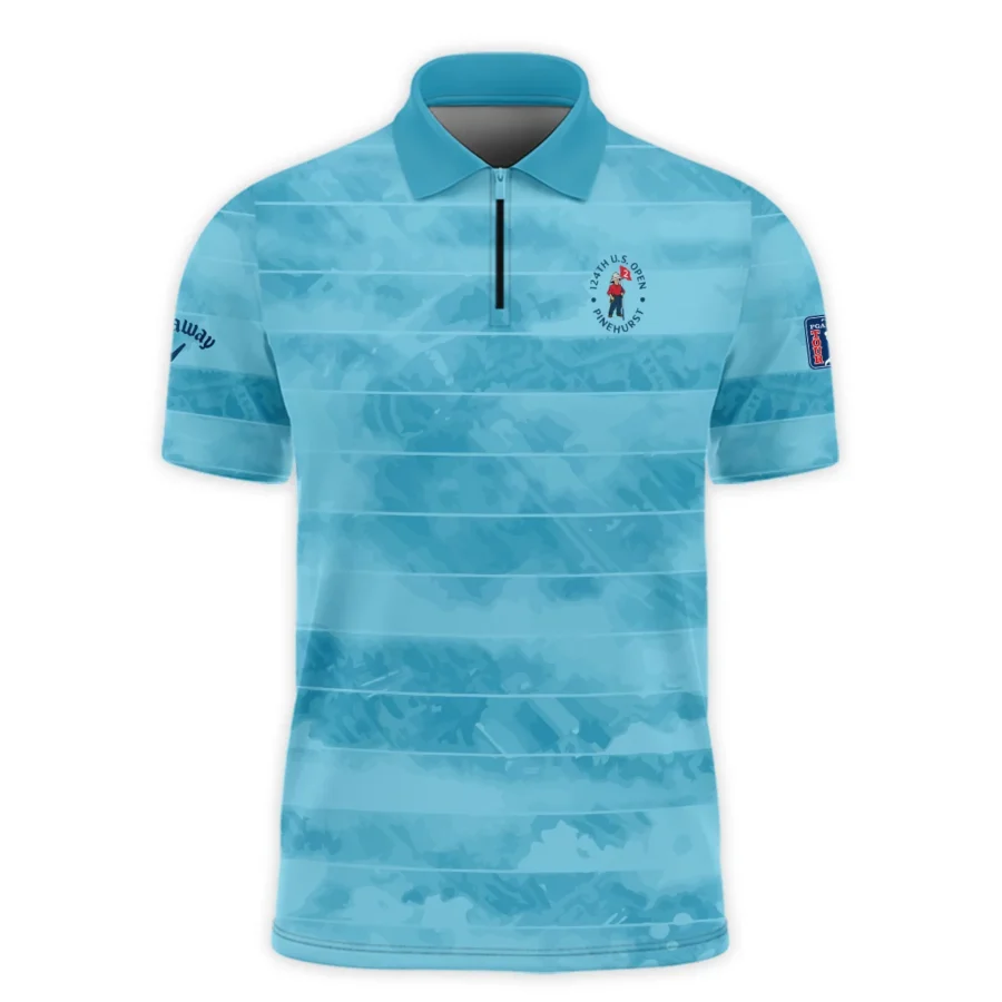 Callaway 124th U.S. Open Pinehurst Blue Abstract Background Line Zipper Polo Shirt Style Classic