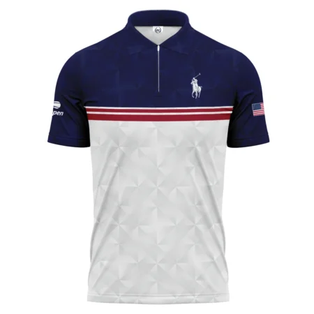 Ralph Lauren US Open Tennis Purple White Red Line Abstract Zipper Polo Shirt Style Classic