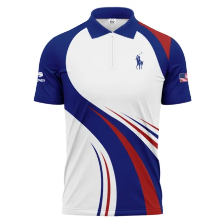 Ralph Lauren US Open Tennis Blue Red Line White Zipper Polo Shirt Style Classic