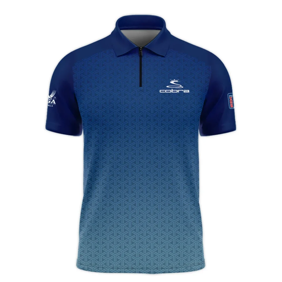 Golf Sport Pattern Blue Sport Uniform 2024 PGA Championship Valhalla Cobra Golf Zipper Polo Shirt Style Classic