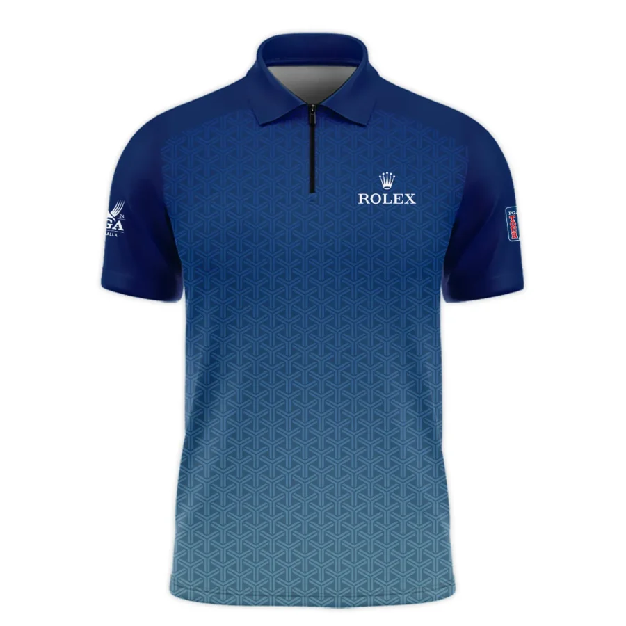 Golf Sport Pattern Blue Sport Uniform 2024 PGA Championship Valhalla Rolex Zipper Polo Shirt Style Classic