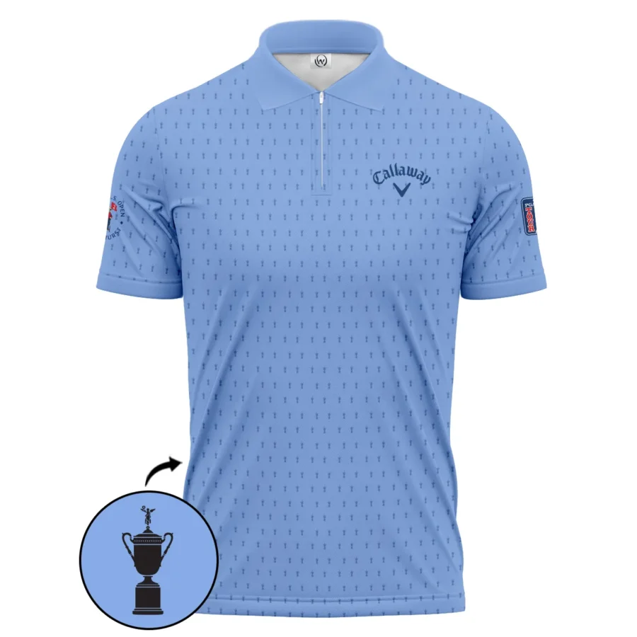 Golf Pattern Cup Blue 124th U.S. Open Pinehurst Pinehurst Callaway Zipper Polo Shirt Style Classic