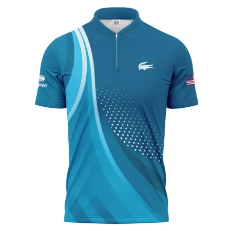 Tennis Blue Gradiend US Open Tennis Lacoste Zipper Polo Shirt Style Classic