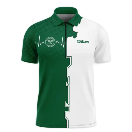 Tennis Love Green Color Wimbledon Championships Champions Wilson Performance Zipper Polo Shirt