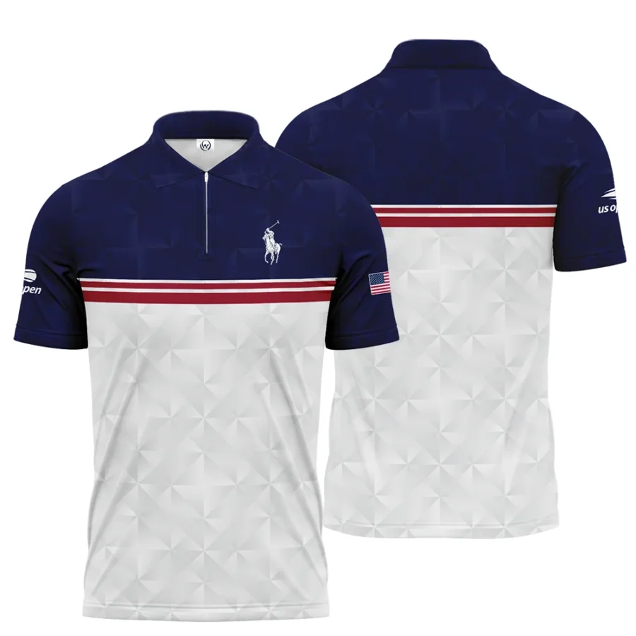 Ralph Lauren US Open Tennis Purple White Red Line Abstract Zipper Polo Shirt Style Classic