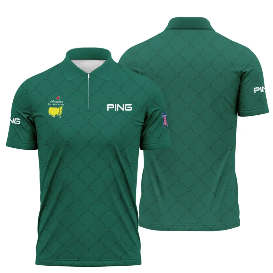 Golf Sport Pattern Color Green Mix Black Masters Tournament Ping Zipper Polo Shirt Style Classic