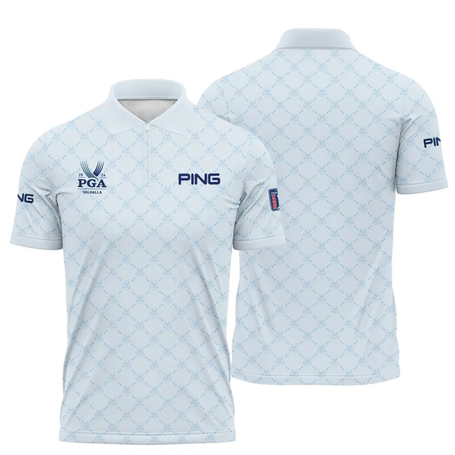 Golf Sport Pattern Light Blue Sport 2024 PGA Championship Valhalla Ping Zipper Polo Shirt Style Classic