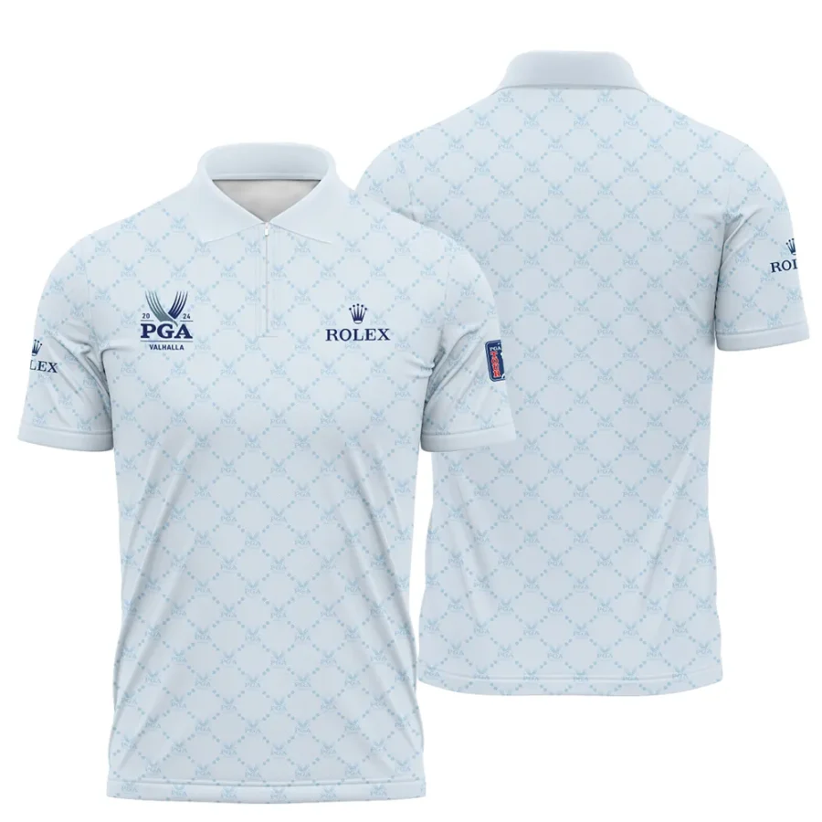 Golf Sport Pattern Light Blue Sport 2024 PGA Championship Valhalla Rolex Zipper Polo Shirt Style Classic