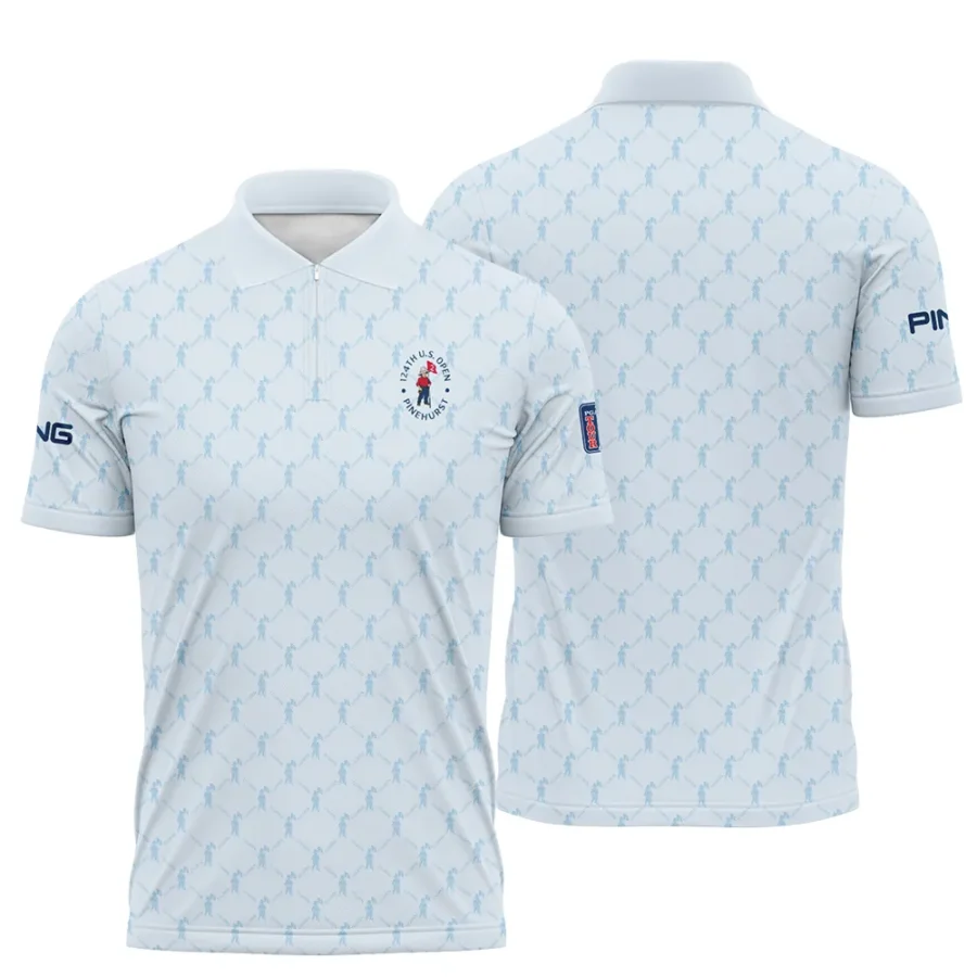 Golf Sport Pattern Light Blue Style 124th U.S. Open Pinehurst Ping Zipper Polo Shirt Style Classic