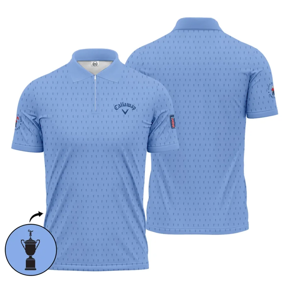 Golf Pattern Cup Blue 124th U.S. Open Pinehurst Pinehurst Callaway Zipper Polo Shirt Style Classic