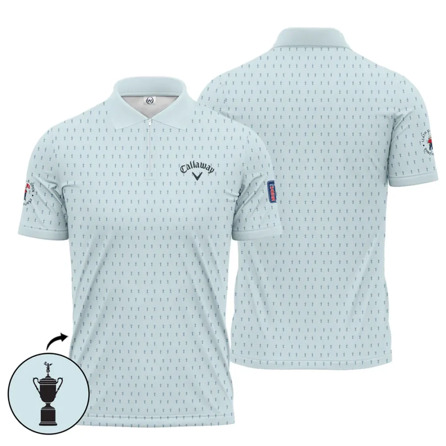 Golf Pattern Cup Light Blue Mix Green 124th U.S. Open Pinehurst Pinehurst Callaway Zipper Polo Shirt Style Classic