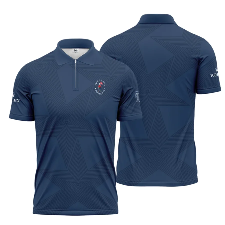 Golf Sport Navy Star 124th U.S. Open Pinehurst Pinehurst Rolex Zipper Polo Shirt Style Classic