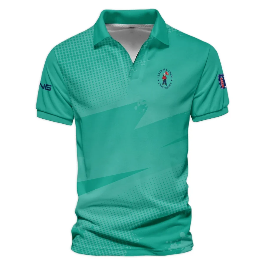 Golf Sport Pattern Green Mix Color 124th U.S. Open Pinehurst Ping Vneck Polo Shirt Style Classic