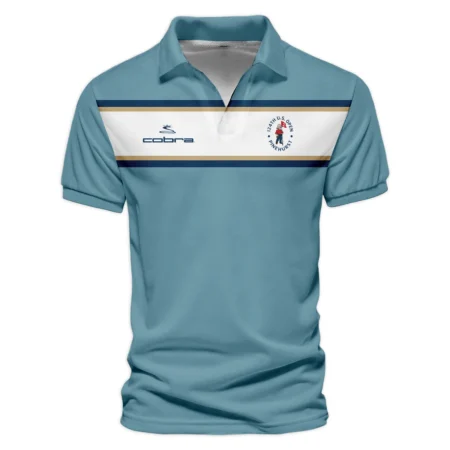 124th U.S. Open Pinehurst Golf Sport Mostly Desaturated Dark Blue Yellow Cobra Golf Vneck Polo Shirt Style Classic