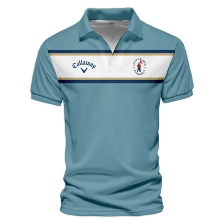 124th U.S. Open Pinehurst Golf Sport Mostly Desaturated Dark Blue Yellow Callaway Vneck Polo Shirt Style Classic