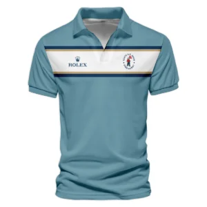 124th U.S. Open Pinehurst Golf Sport Mostly Desaturated Dark Blue Yellow Rolex Zipper Polo Shirt Style Classic