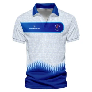 124th U.S. Open Pinehurst Blue Gradient Pattern White  Cobra Golf Zipper Polo Shirt Style Classic