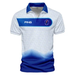 124th U.S. Open Pinehurst Blue Gradient Pattern White  Ping Style Classic, Short Sleeve Round Neck Polo Shirt