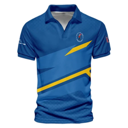 Cobra Golf 124th U.S. Open Pinehurst Blue Yellow Mix Pattern Vneck Polo Shirt Style Classic