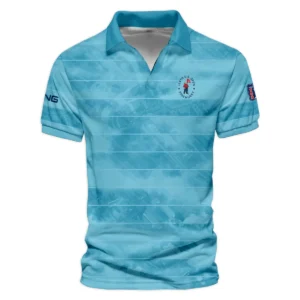 Ping 124th U.S. Open Pinehurst Blue Abstract Background Line Zipper Polo Shirt Style Classic